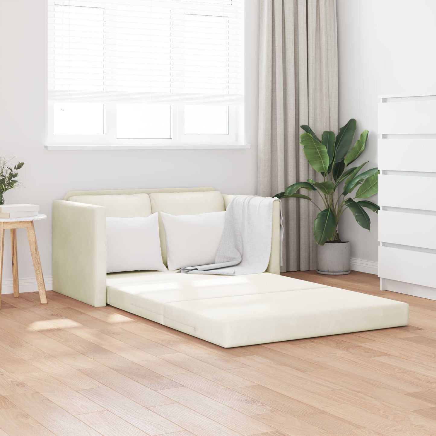 Sovesofa Creme 204 x 122 x 60 cm Fløjl