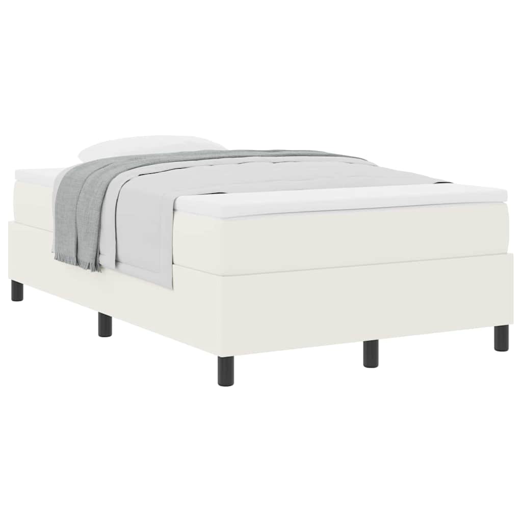 Box spring seng Creme og hvid 120 x 200 cm Velourstof