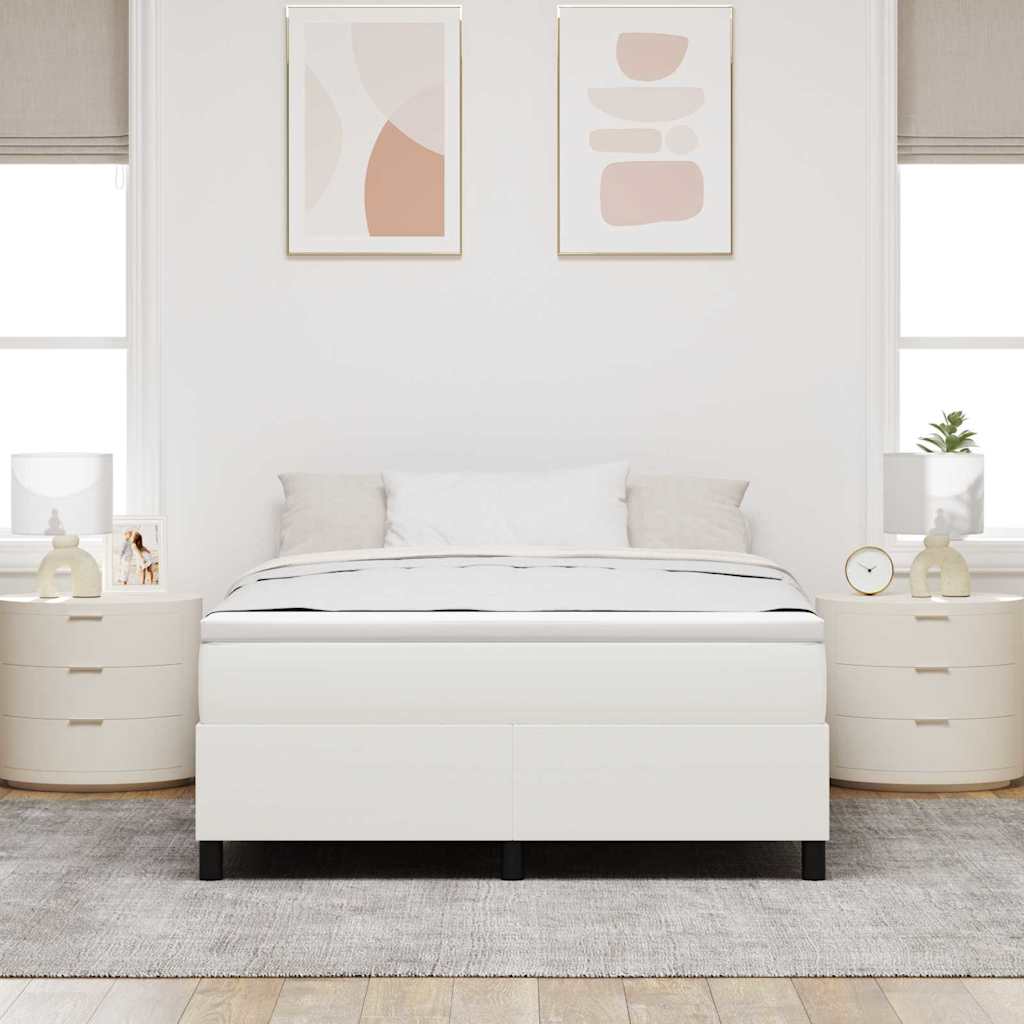 Box spring seng Creme og hvid 140 x 190 cm Velourstof