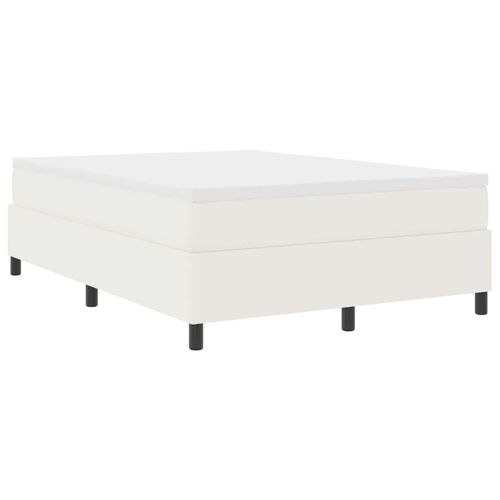 Box spring seng Creme og hvid 140 x 190 cm Velourstof