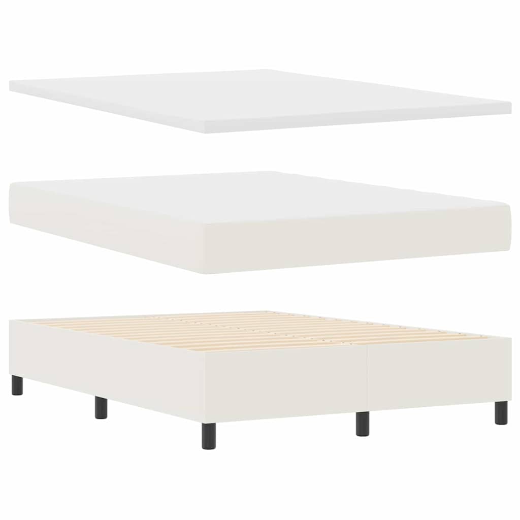 Box spring seng Creme og hvid 140 x 190 cm Velourstof