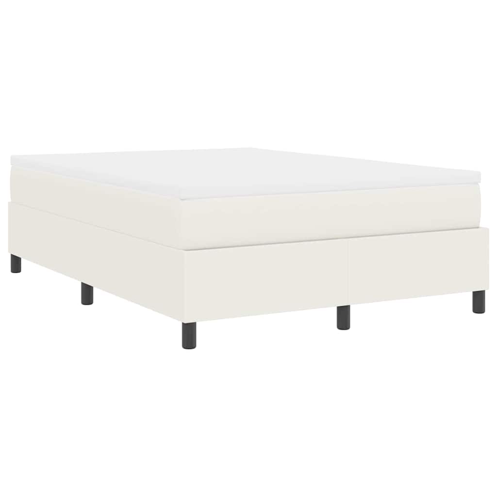 Box spring seng Creme og hvid 140 x 190 cm Velourstof