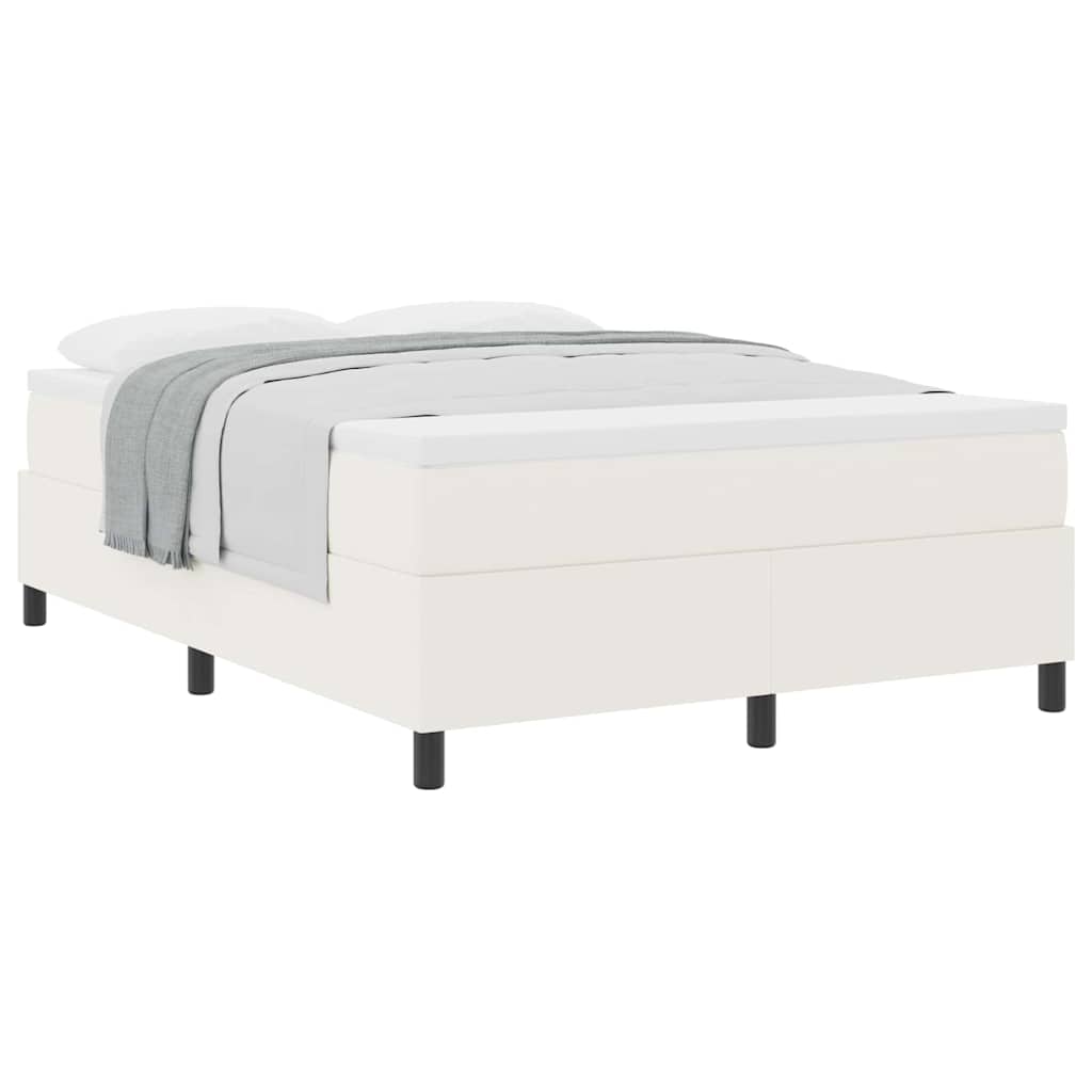 Box spring seng Creme og hvid 140 x 190 cm Velourstof