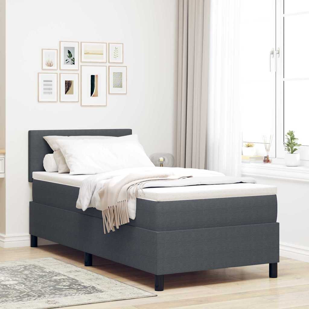 Box spring seng Mørkegrå og Hvid 100 x 200 cm Velourstof