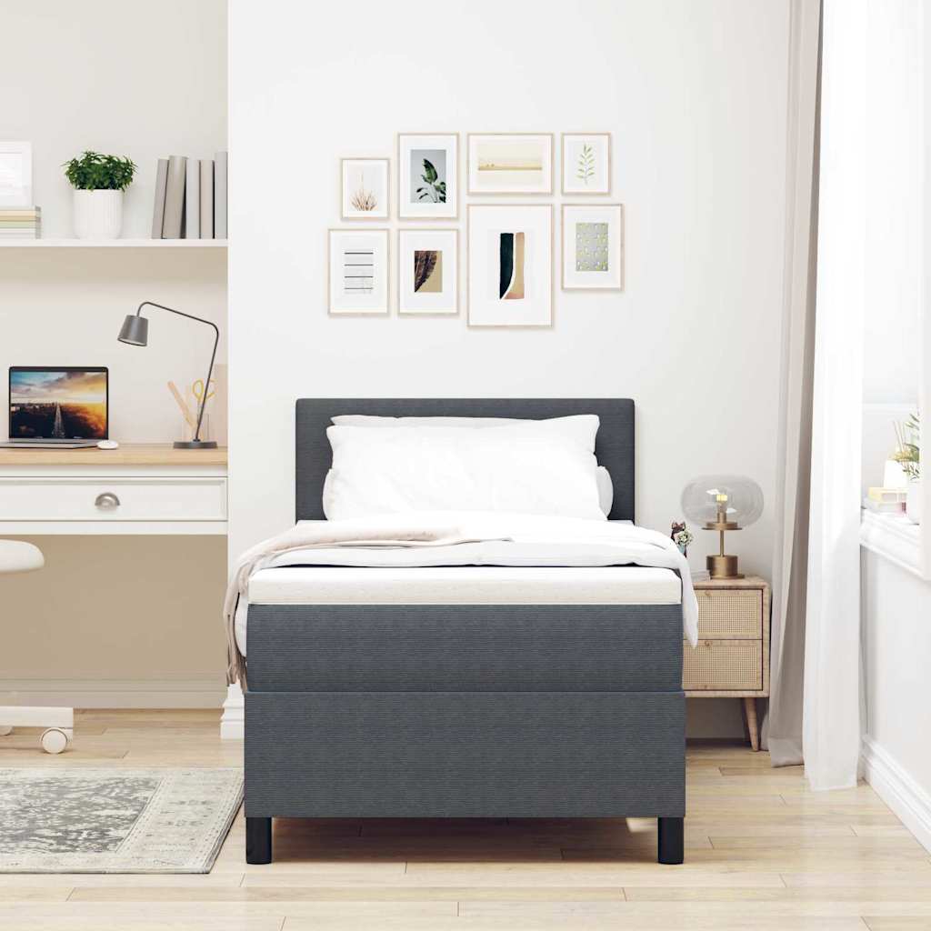 Box spring seng Mørkegrå og Hvid 100 x 200 cm Velourstof