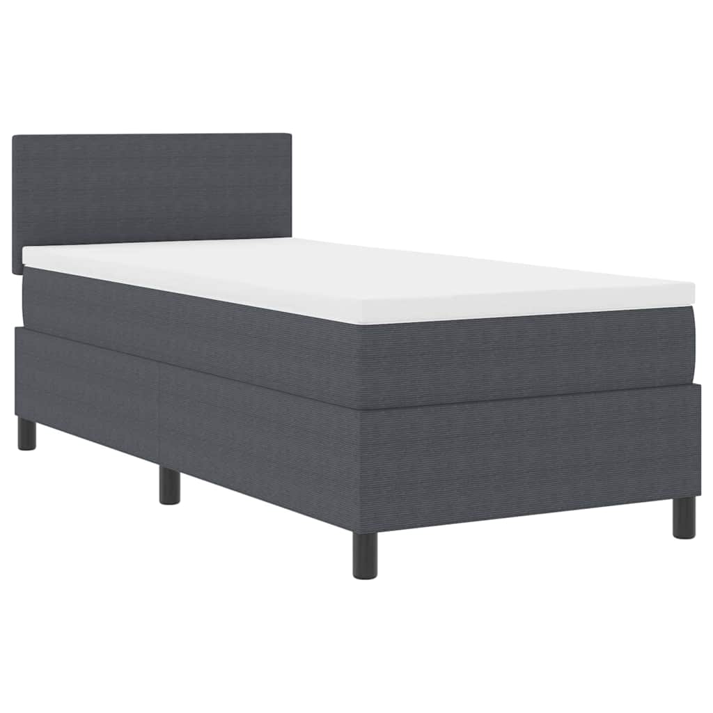 Box spring seng Mørkegrå og Hvid 100 x 200 cm Velourstof