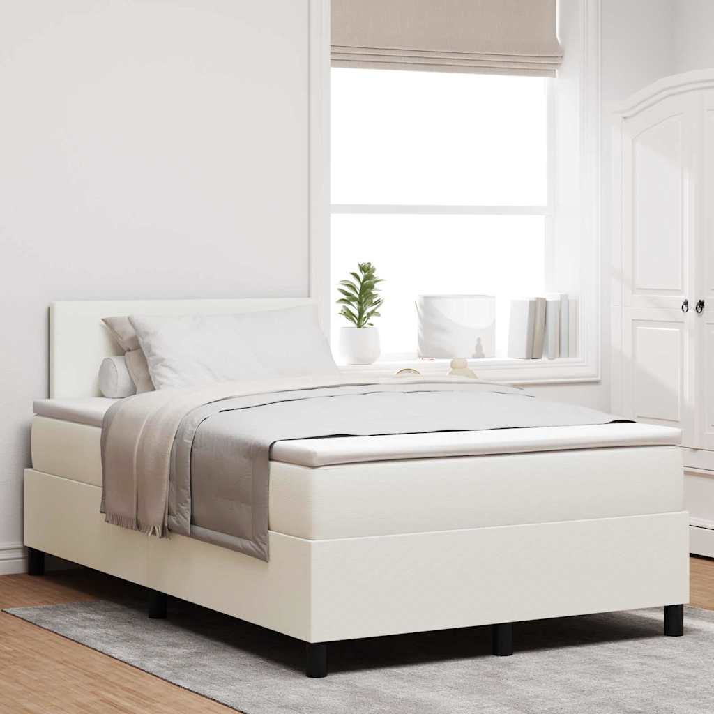 Box spring seng Creme og hvid 120 x 190 cm Velourstof