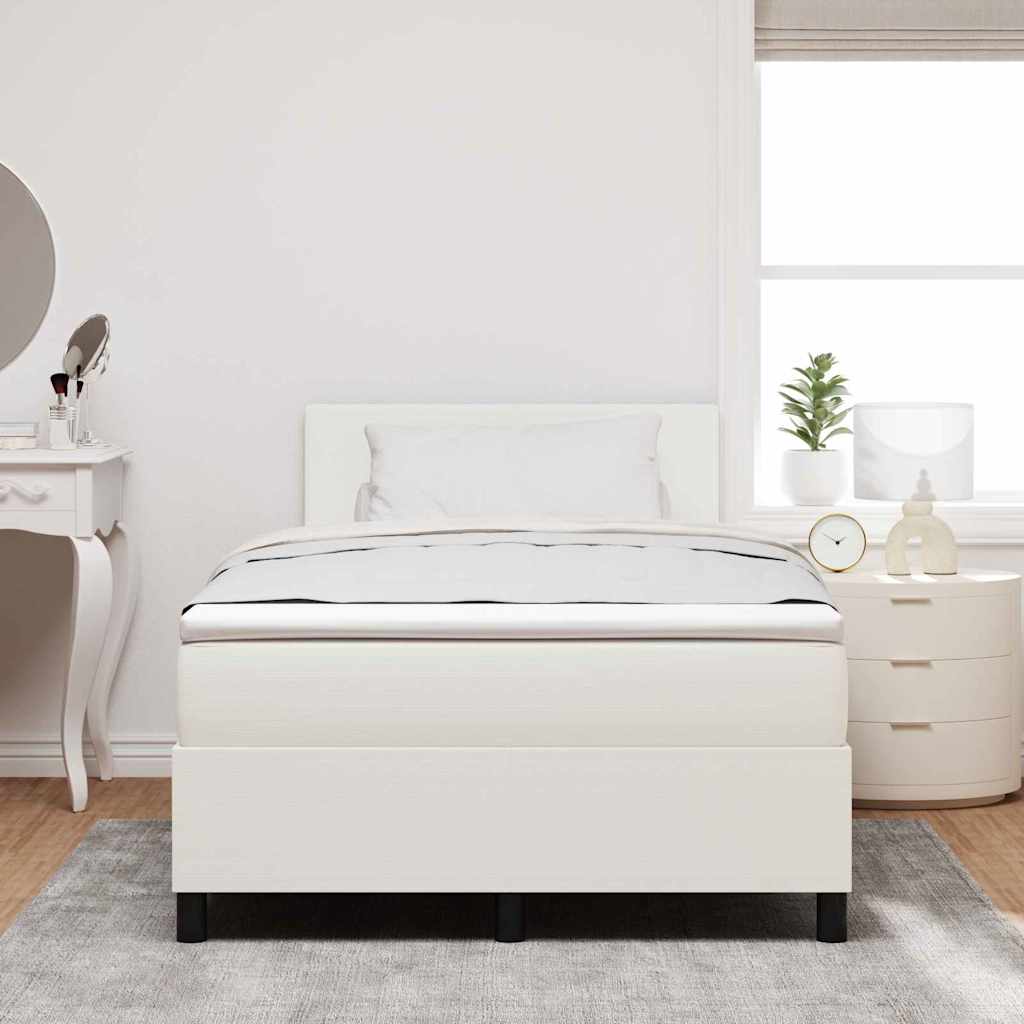 Box spring seng Creme og hvid 120 x 190 cm Velourstof