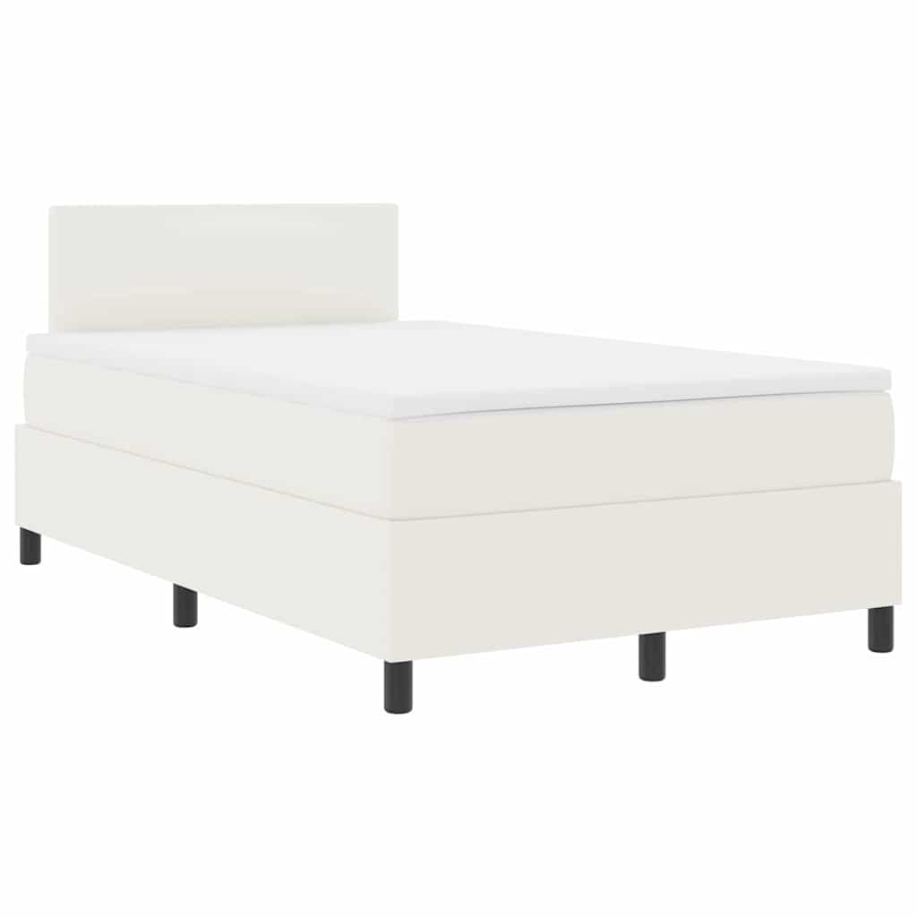 Box spring seng Creme og hvid 120 x 190 cm Velourstof