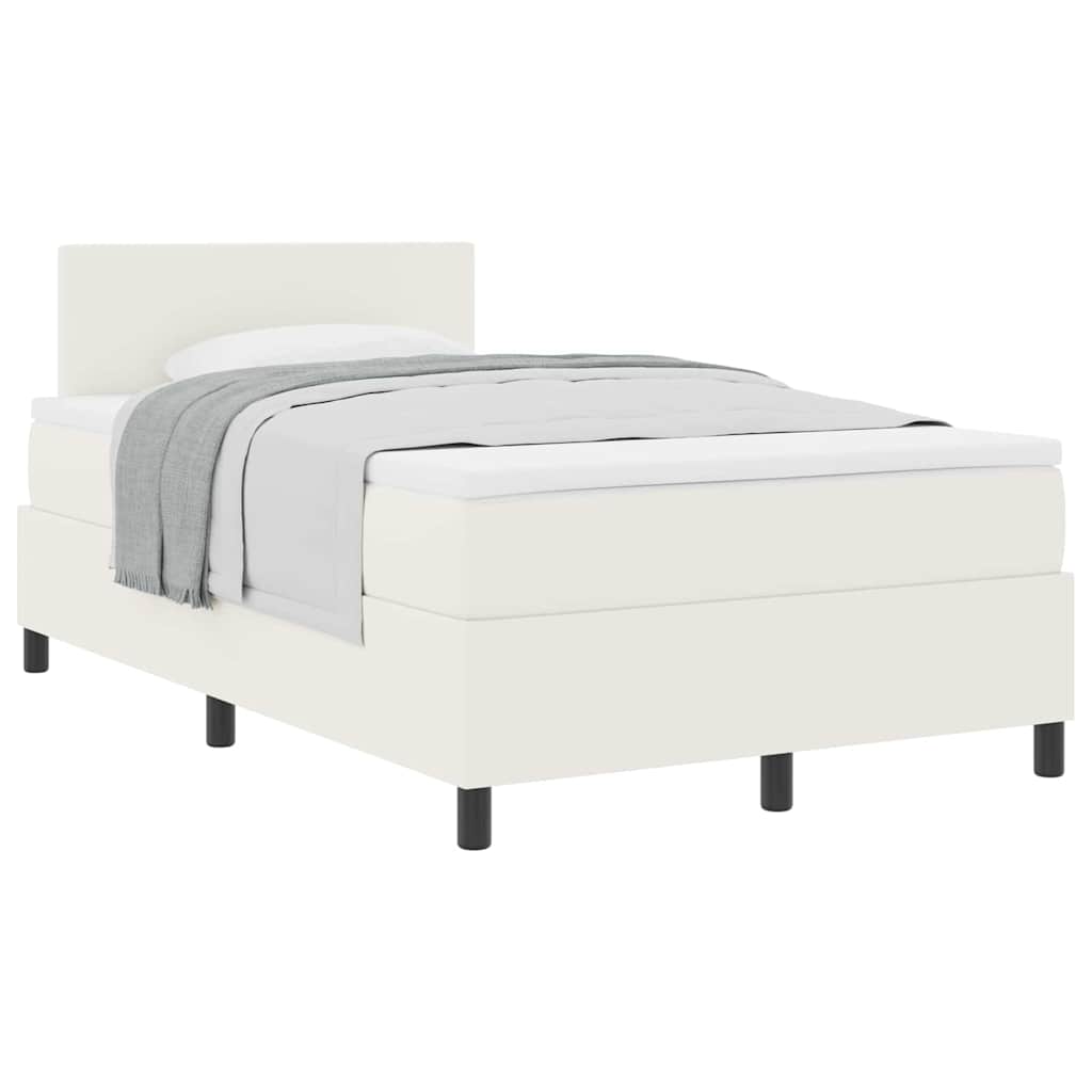 Box spring seng Creme og hvid 120 x 190 cm Velourstof