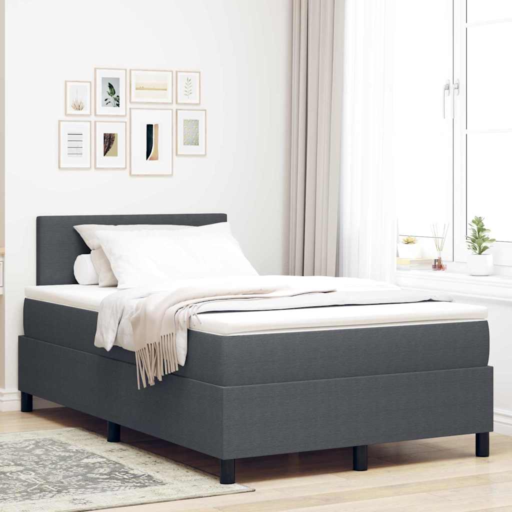 Box spring seng Mørkegrå og Hvid 120 x 200 cm Velourstof
