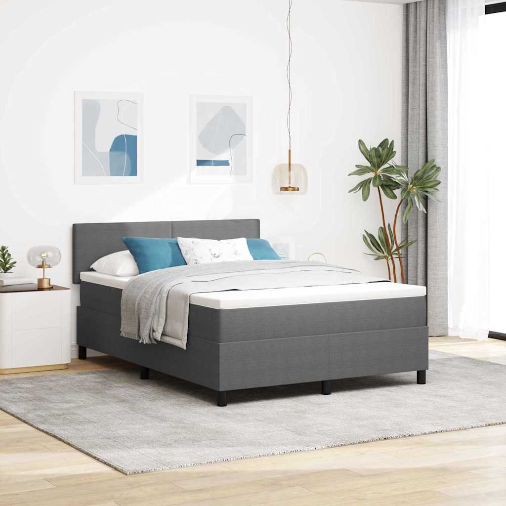 Box spring seng Lys Grå og Hvid 160 x 200 cm Velourstof