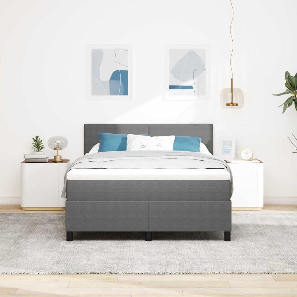 Box spring seng Lys Grå og Hvid 160 x 200 cm Velourstof