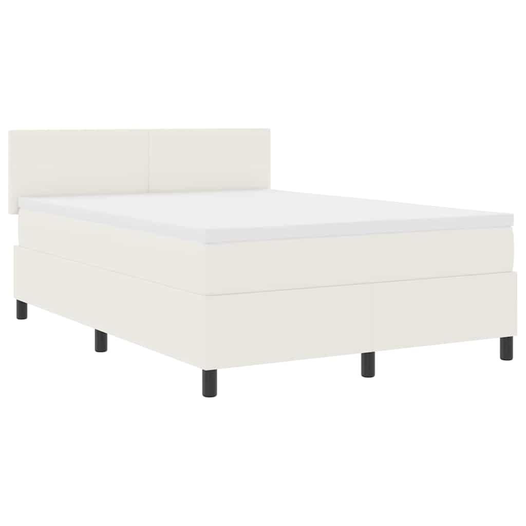 Box spring seng Creme og hvid 160 x 200 cm Velourstof
