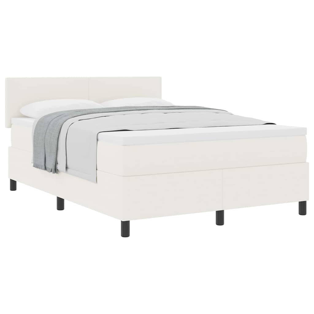 Box spring seng Creme og hvid 160 x 200 cm Velourstof