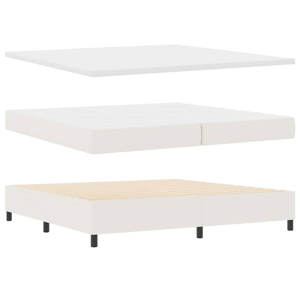 Box spring seng Creme og hvid 200 x 200 cm Velourstof