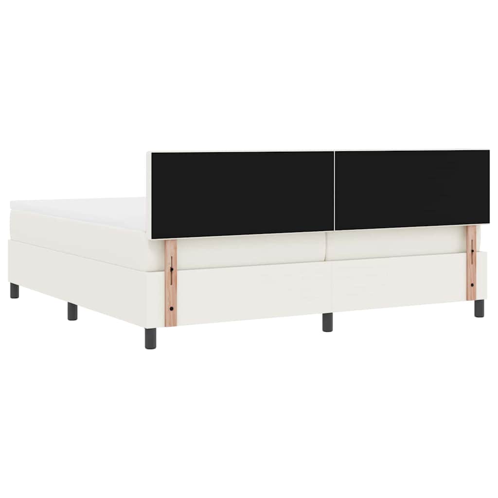 Box spring seng Creme og hvid 200 x 200 cm Velourstof