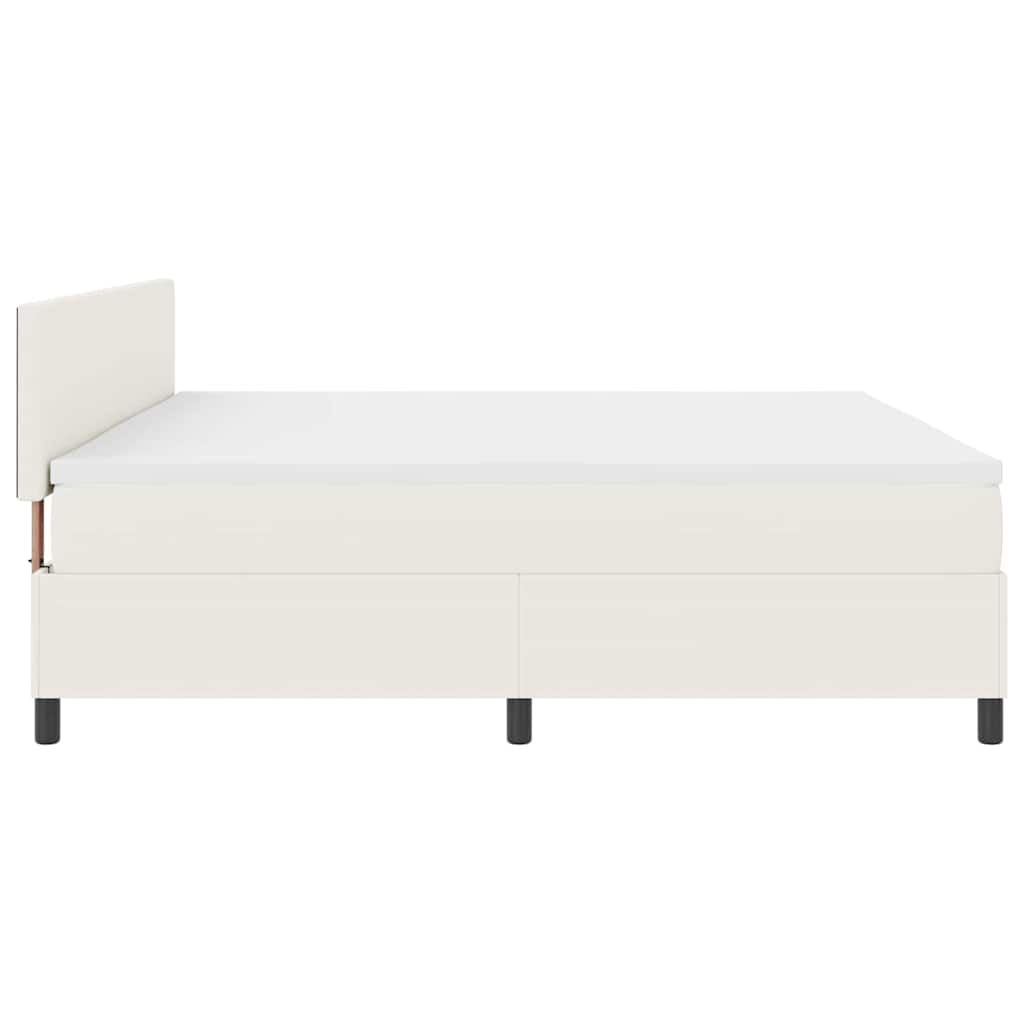 Box spring seng Creme og hvid 200 x 200 cm Velourstof