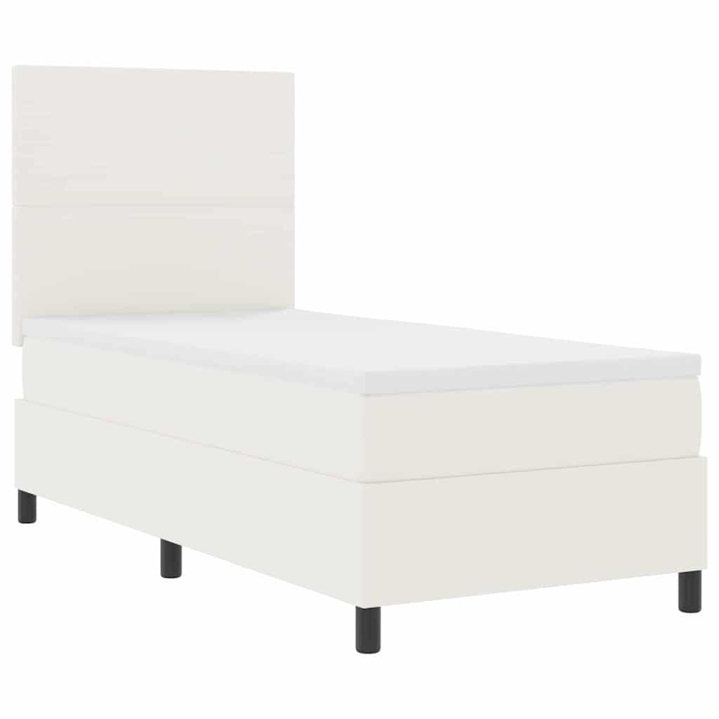 Box spring seng Creme og hvid 100 x 200 cm Velourstof