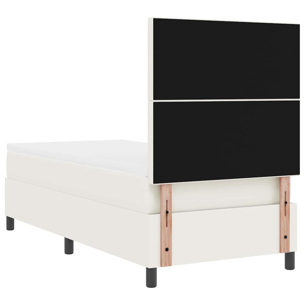 Box spring seng Creme og hvid 100 x 200 cm Velourstof