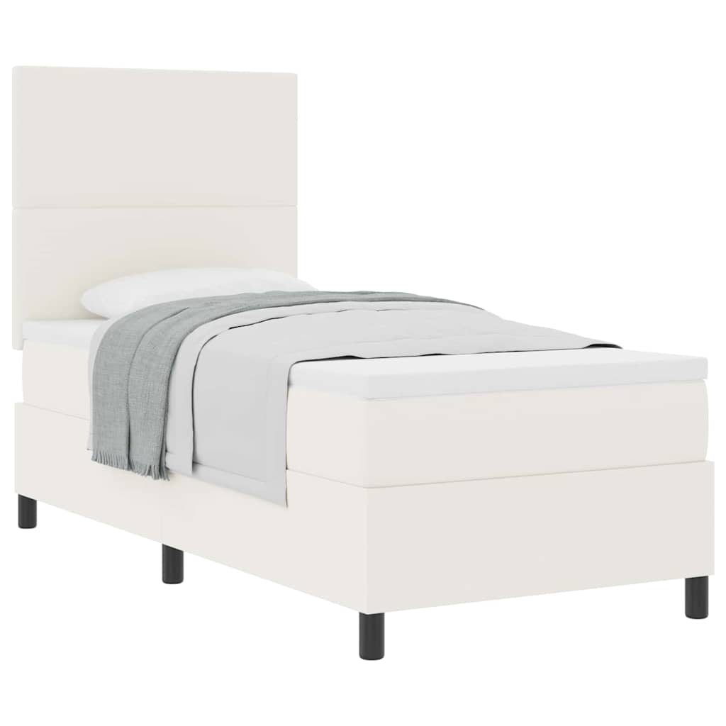 Box spring seng Creme og hvid 100 x 200 cm Velourstof