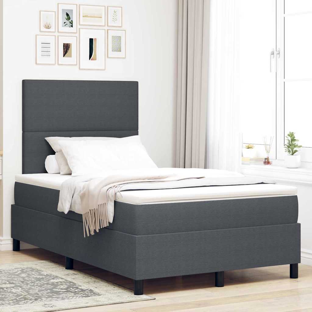 Box spring seng Mørkegrå og Hvid 120 x 200 cm Velourstof
