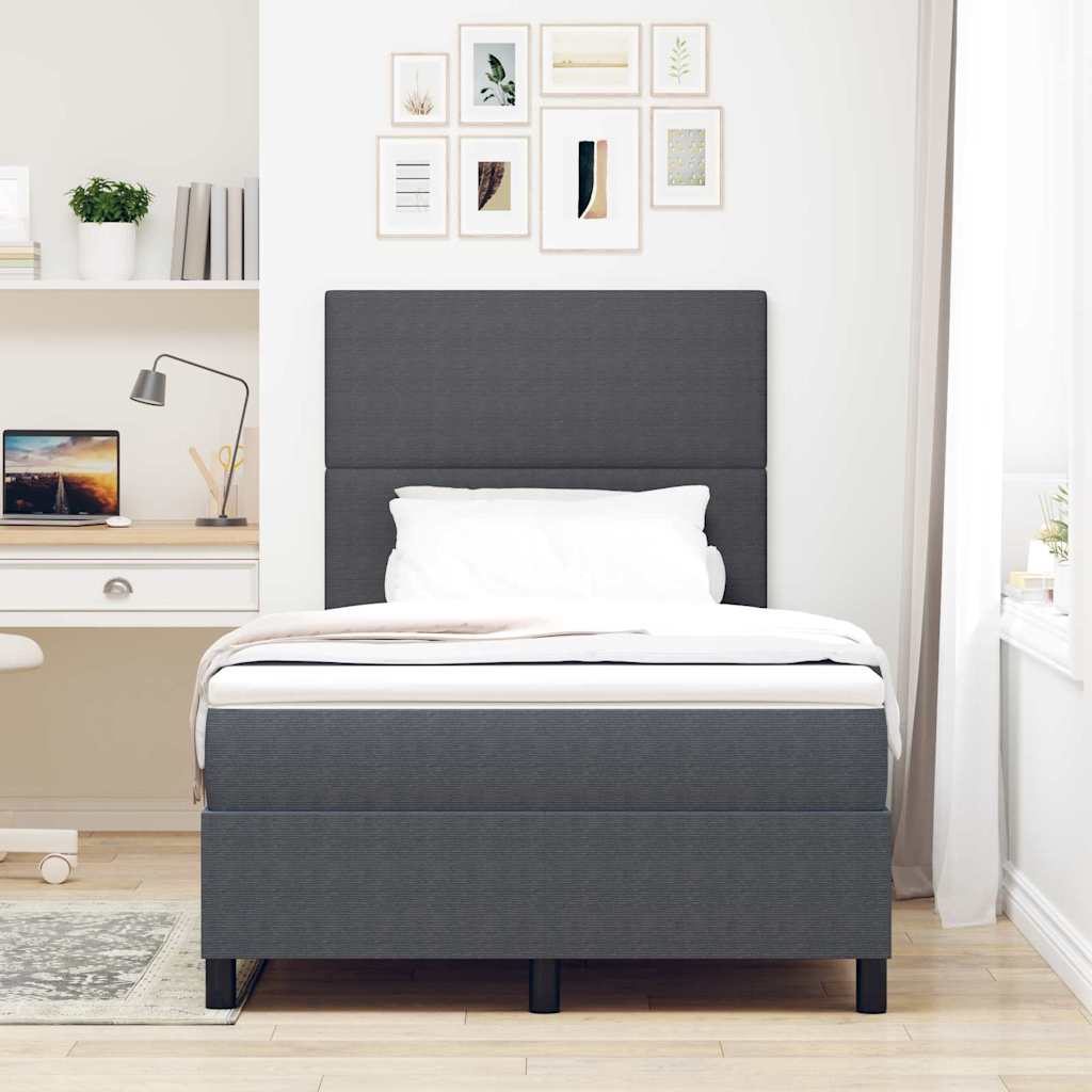 Box spring seng Mørkegrå og Hvid 120 x 200 cm Velourstof