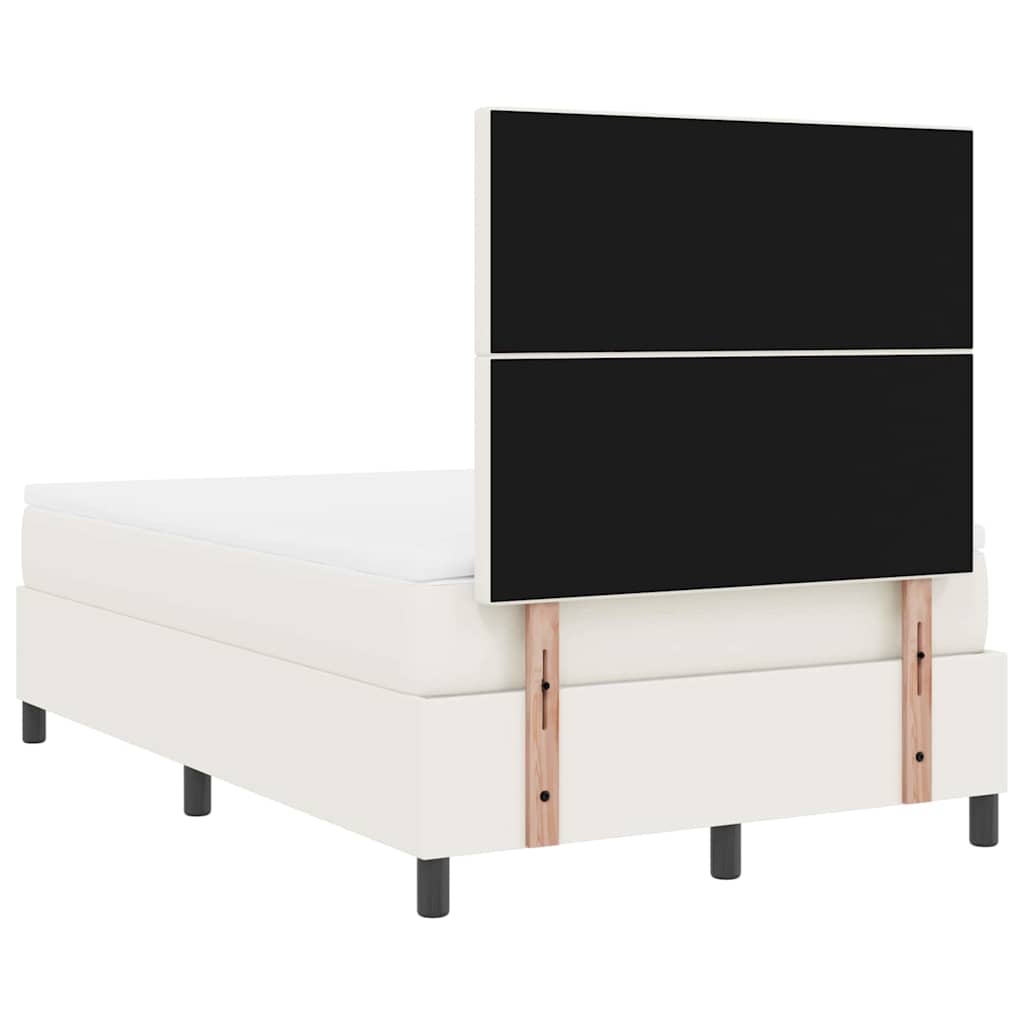 Box spring seng Creme og hvid 120 x 200 cm Velourstof