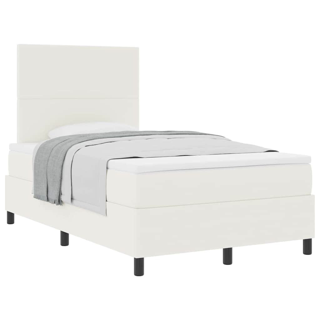 Box spring seng Creme og hvid 120 x 200 cm Velourstof