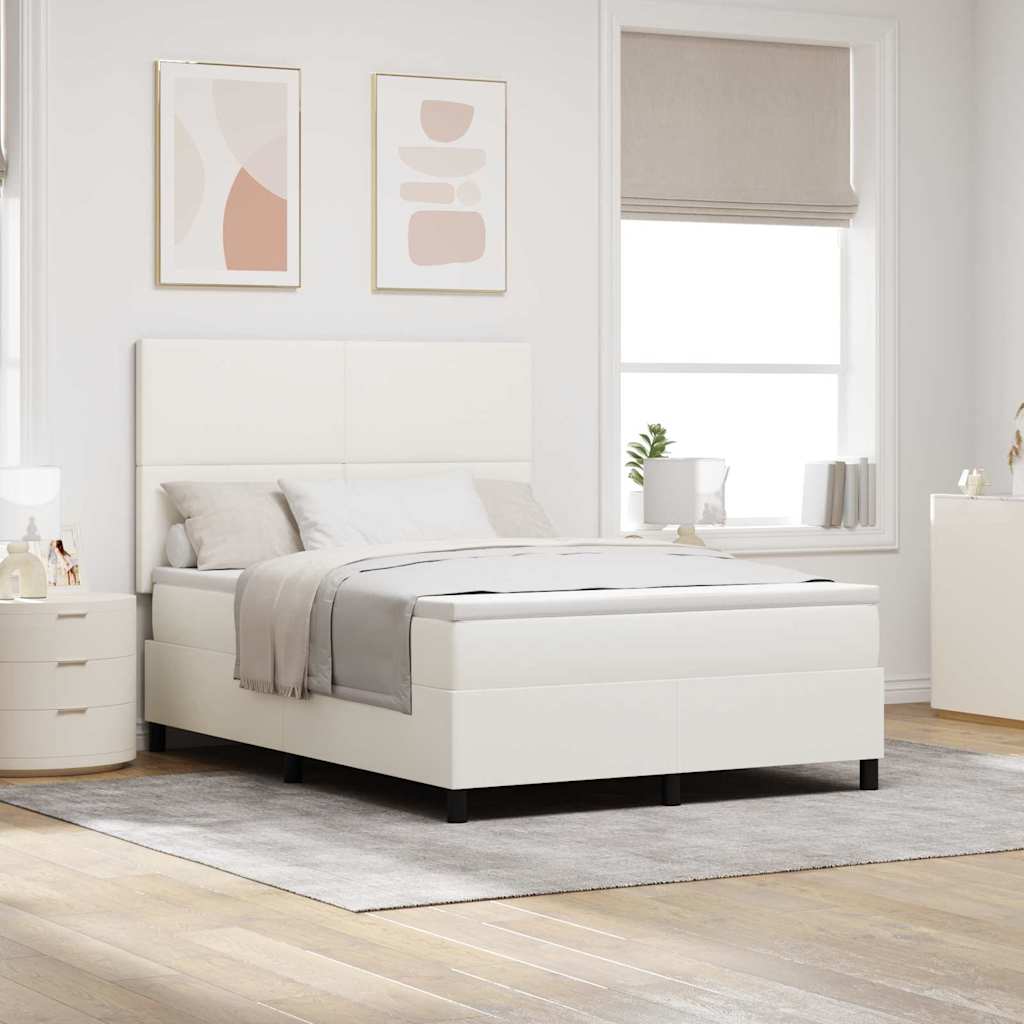 Box spring seng Creme og hvid 160 x 200 cm Velourstof