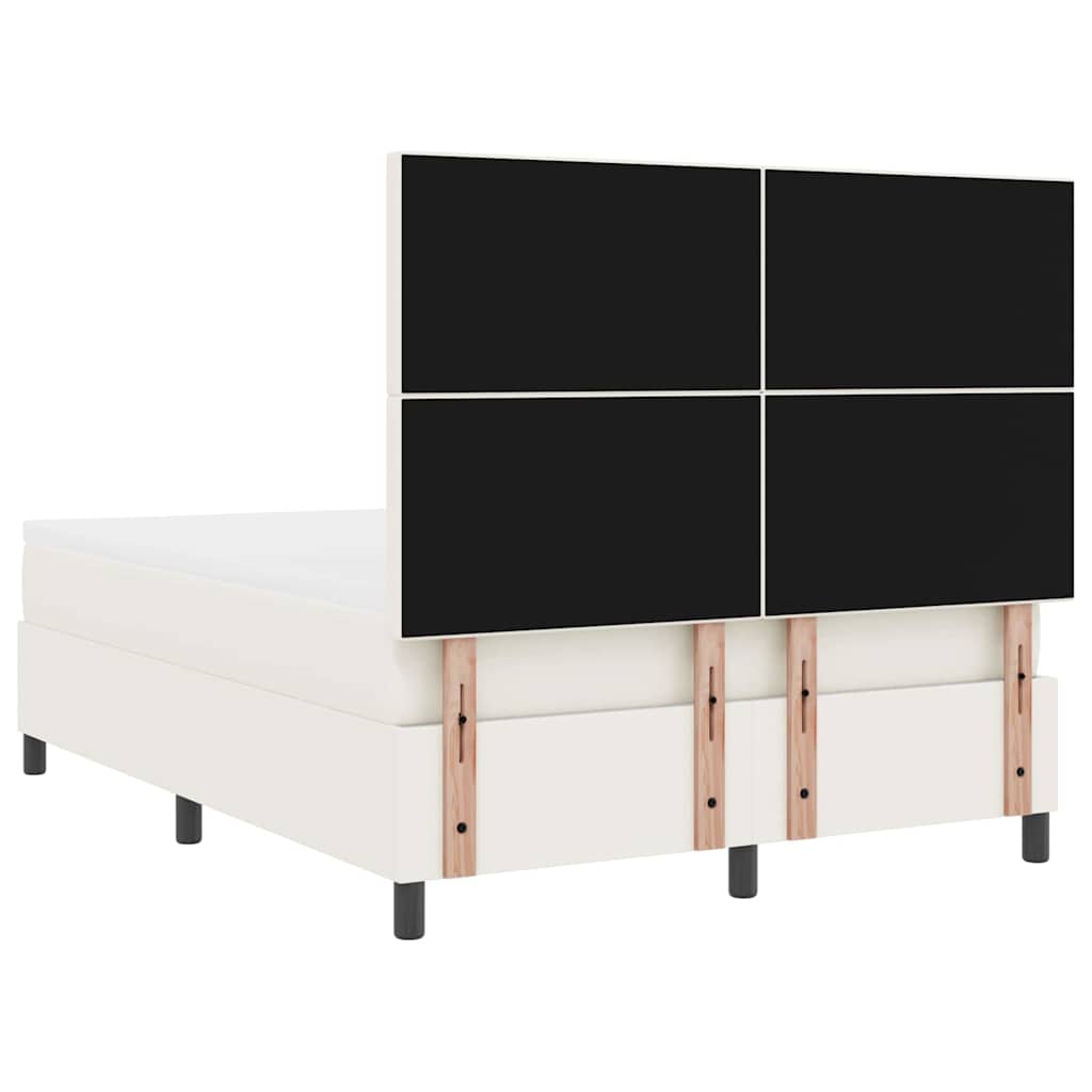 Box spring seng Creme og hvid 160 x 200 cm Velourstof