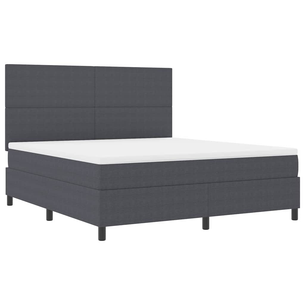 Box spring seng Mørkegrå og Hvid 180 x 200 cm Velourstof