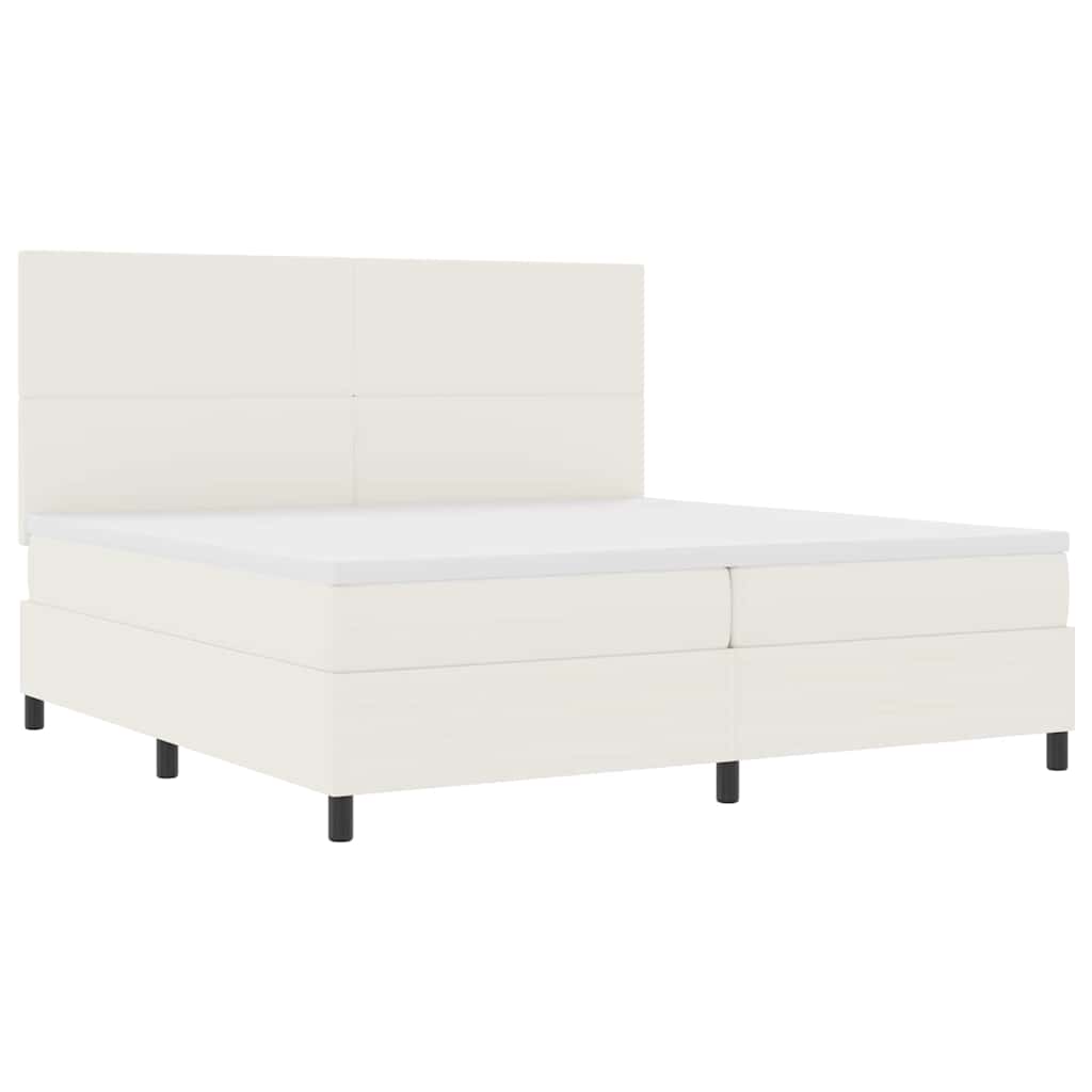 Box spring seng Creme og hvid 200 x 200 cm Velourstof