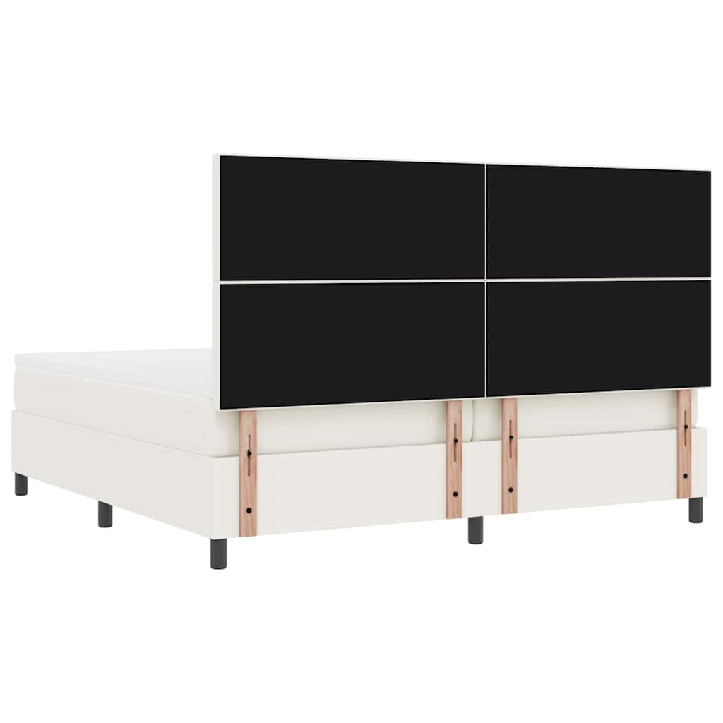 Box spring seng Creme og hvid 200 x 200 cm Velourstof
