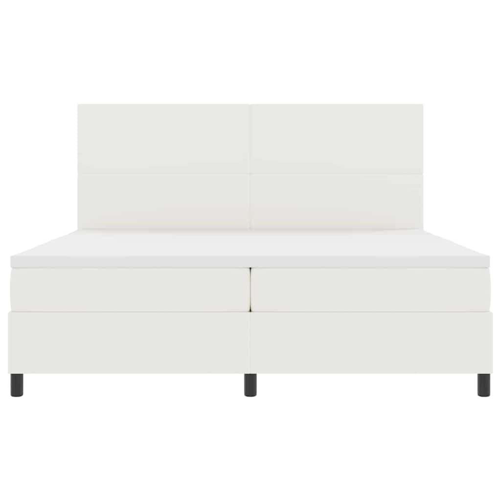 Box spring seng Creme og hvid 200 x 200 cm Velourstof