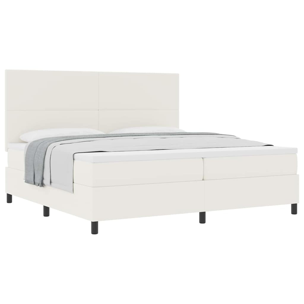 Box spring seng Creme og hvid 200 x 200 cm Velourstof