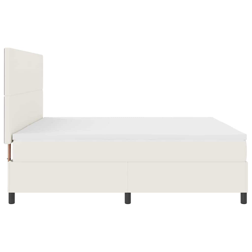 Box spring seng Creme og hvid 200 x 200 cm Velourstof