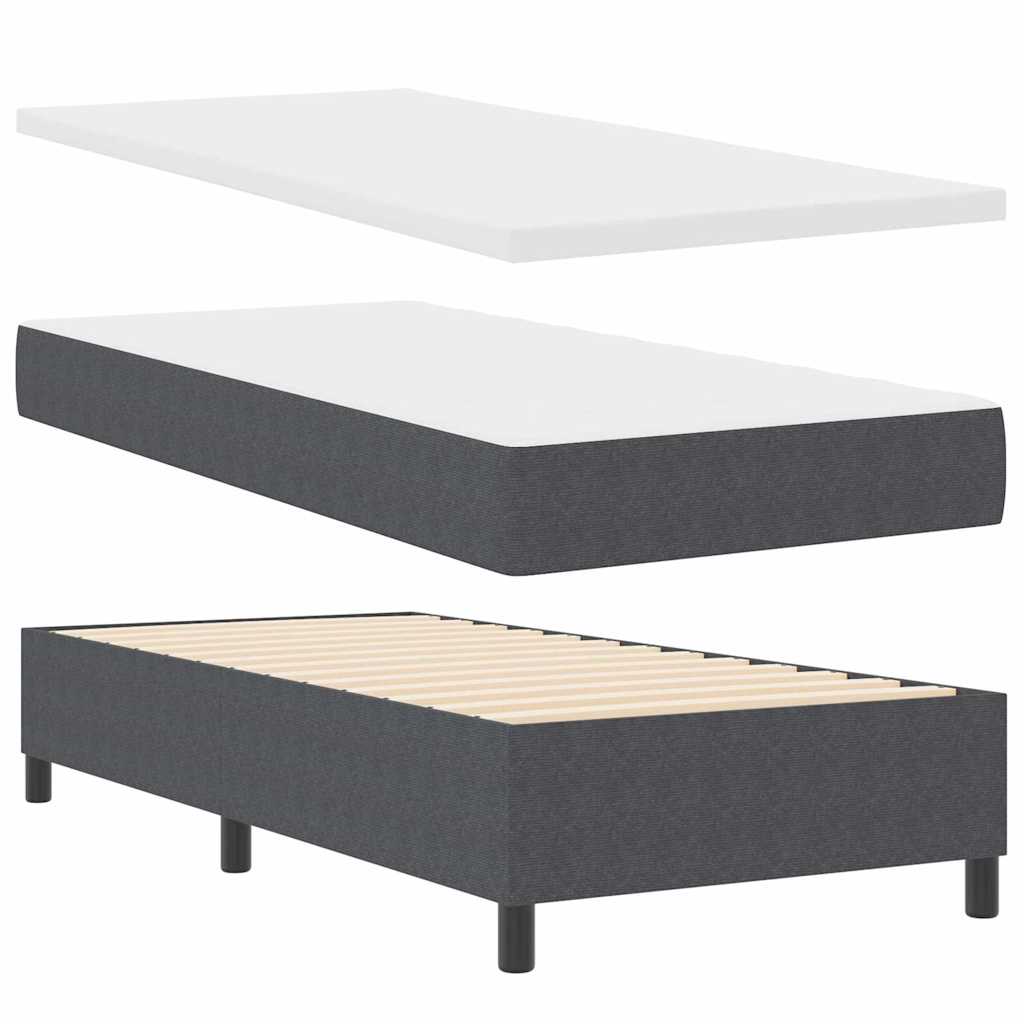 LED Box Spring Bed Mørkegrå og Hvid 90 x 190 cm Velourstof