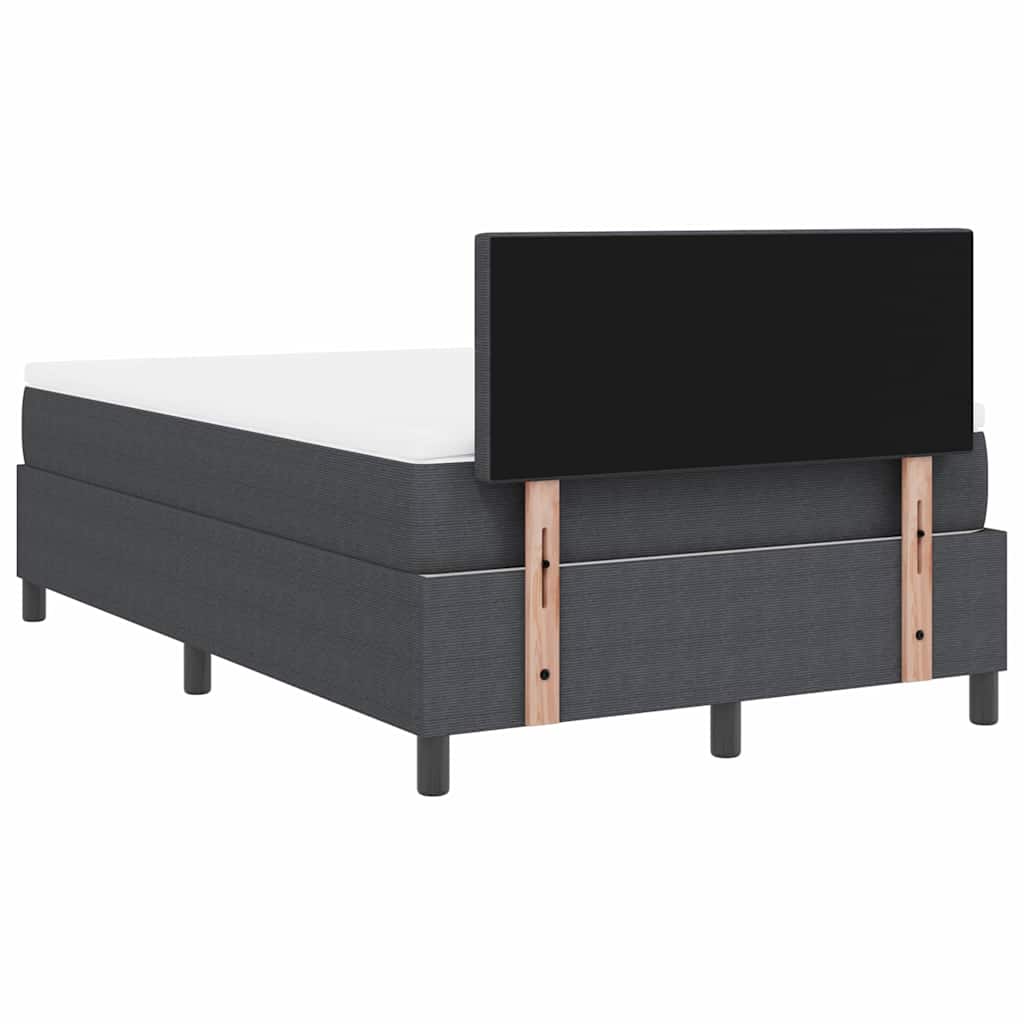 LED Box Spring Bed Mørkegrå og Hvid 120 x 190 cm Velourstof