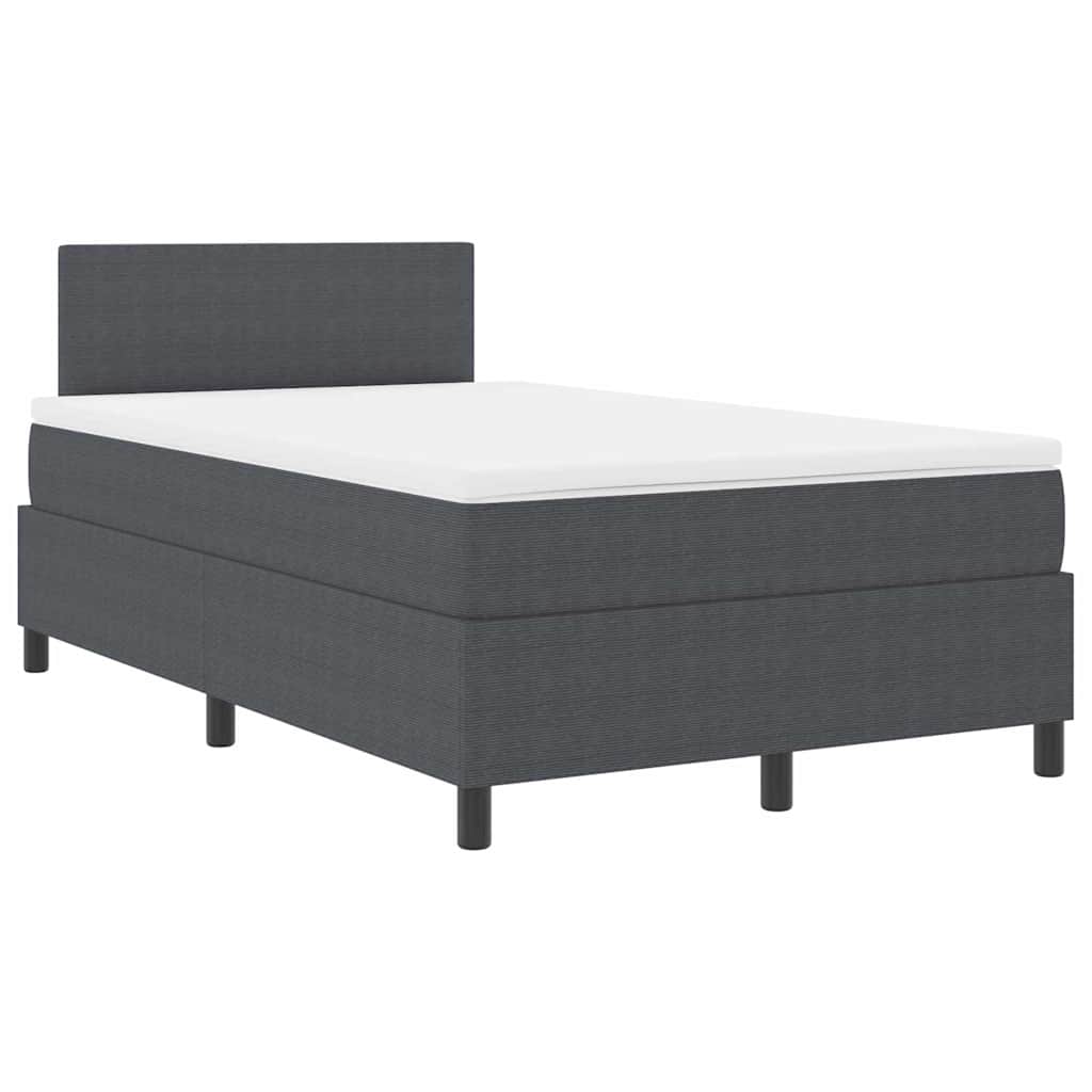 LED Box Spring Bed Mørkegrå og Hvid 120 x 200 cm Velourstof