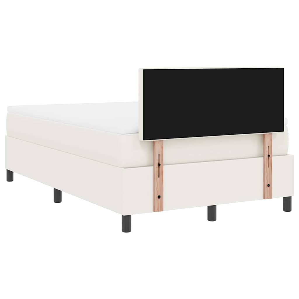 LED Box Spring Bed Creme og hvid 120 x 200 cm Velourstof