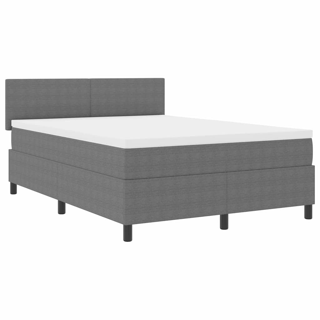 LED Box Spring Bed Lys Grå og Hvid 160 x 200 cm Velourstof