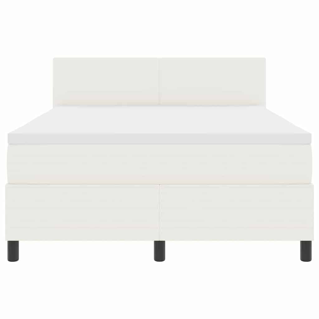 LED Box Spring Bed Creme og hvid 160 x 200 cm Velourstof