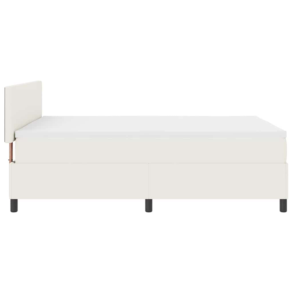 LED Box Spring Bed Creme og hvid 160 x 200 cm Velourstof