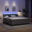 LED Box Spring Bed Lys Grå og Hvid 180 x 200 cm Velourstof