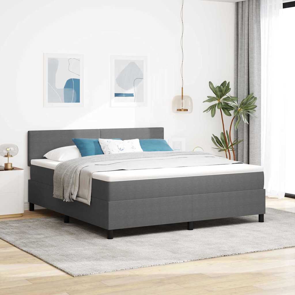 LED Box Spring Bed Lys Grå og Hvid 180 x 200 cm Velourstof
