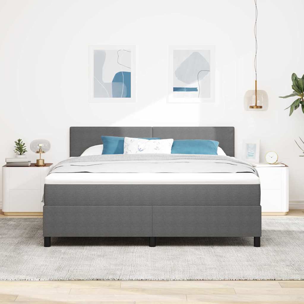 LED Box Spring Bed Lys Grå og Hvid 180 x 200 cm Velourstof