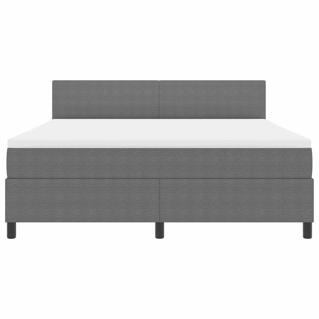 LED Box Spring Bed Lys Grå og Hvid 180 x 200 cm Velourstof