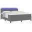 LED Box Spring Bed Lys Grå og Hvid 180 x 200 cm Velourstof