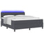 LED Box Spring Bed Mørkegrå og Hvid 180 x 200 cm Velourstof